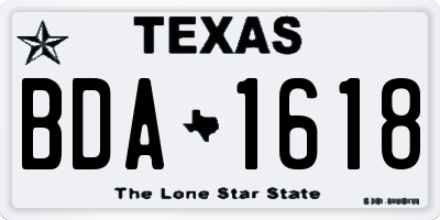 TX license plate BDA1618