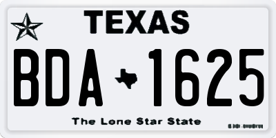 TX license plate BDA1625