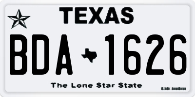 TX license plate BDA1626