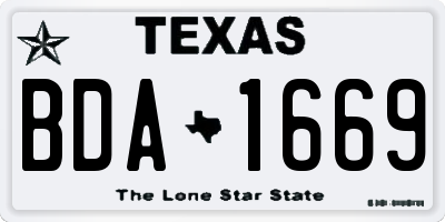 TX license plate BDA1669