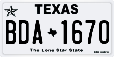 TX license plate BDA1670