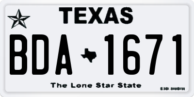 TX license plate BDA1671
