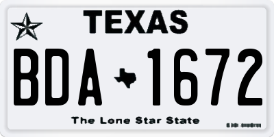 TX license plate BDA1672