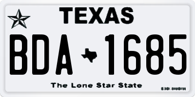 TX license plate BDA1685