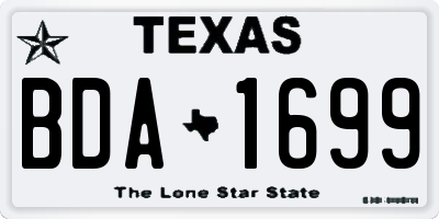 TX license plate BDA1699