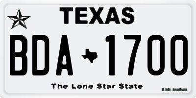 TX license plate BDA1700