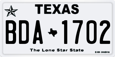 TX license plate BDA1702
