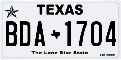 TX license plate BDA1704