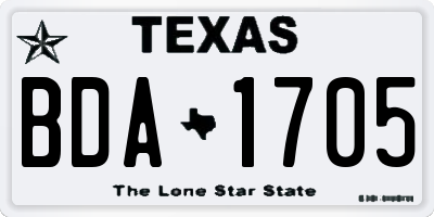 TX license plate BDA1705