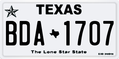 TX license plate BDA1707
