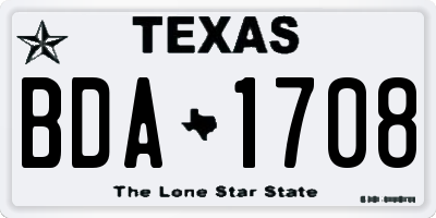 TX license plate BDA1708