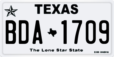 TX license plate BDA1709