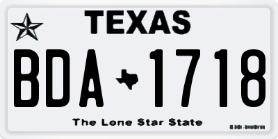 TX license plate BDA1718