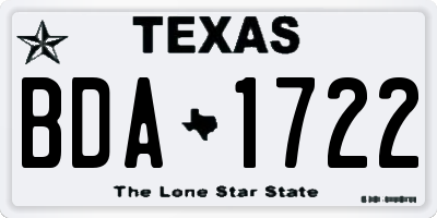 TX license plate BDA1722