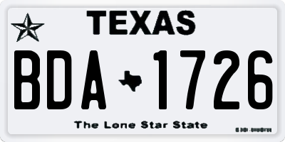 TX license plate BDA1726