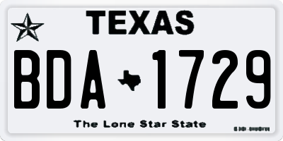TX license plate BDA1729