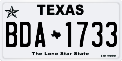 TX license plate BDA1733