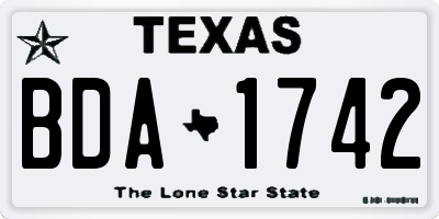 TX license plate BDA1742