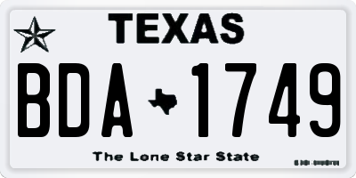 TX license plate BDA1749