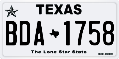 TX license plate BDA1758