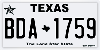 TX license plate BDA1759