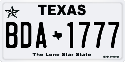TX license plate BDA1777