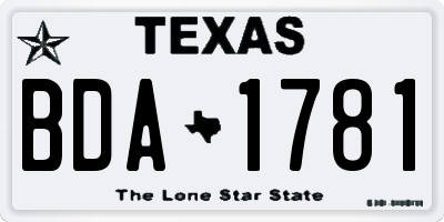 TX license plate BDA1781