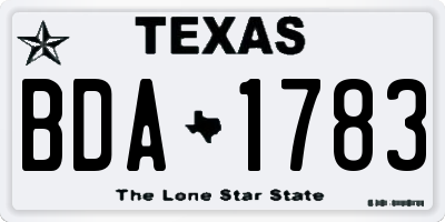 TX license plate BDA1783