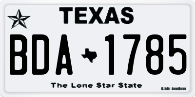 TX license plate BDA1785