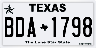 TX license plate BDA1798