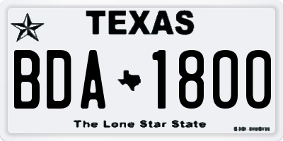 TX license plate BDA1800