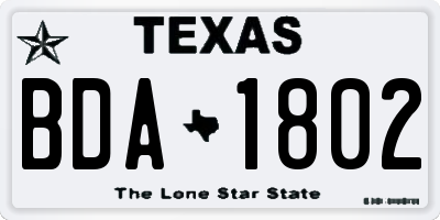 TX license plate BDA1802