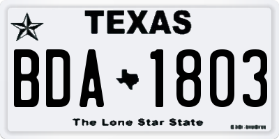 TX license plate BDA1803