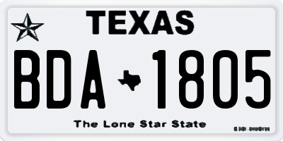 TX license plate BDA1805