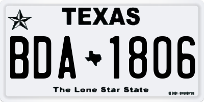 TX license plate BDA1806