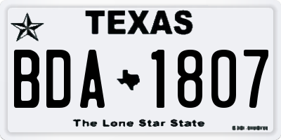 TX license plate BDA1807