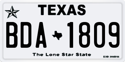 TX license plate BDA1809