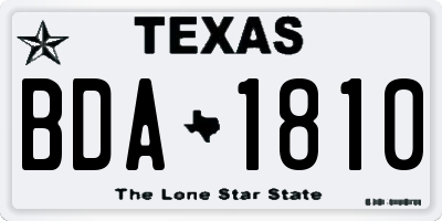 TX license plate BDA1810