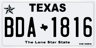 TX license plate BDA1816