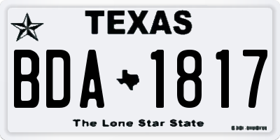 TX license plate BDA1817