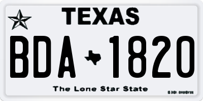 TX license plate BDA1820
