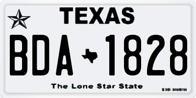 TX license plate BDA1828