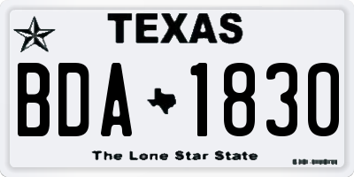 TX license plate BDA1830