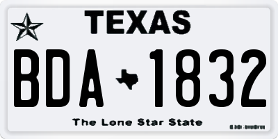 TX license plate BDA1832