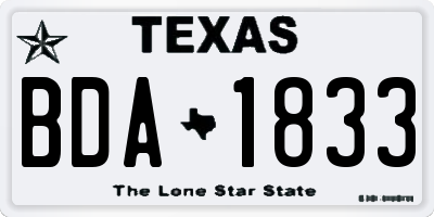 TX license plate BDA1833