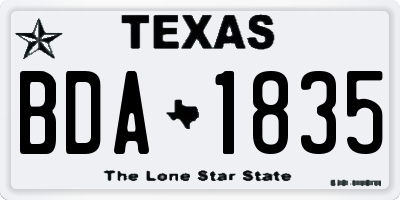 TX license plate BDA1835
