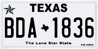 TX license plate BDA1836