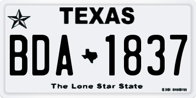 TX license plate BDA1837