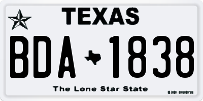 TX license plate BDA1838