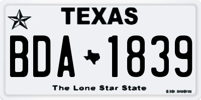 TX license plate BDA1839